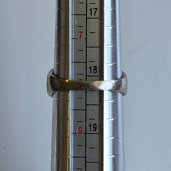 Vintage Silver Turquoise Ring 8 Engrave Twisted Rope Southwestern Santa Fe 925 - Picture 6 of 8